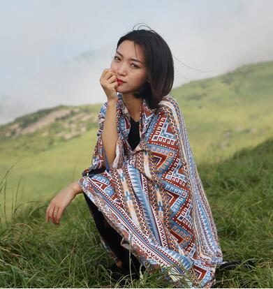 波西米亞民族風女士沙灘防曬超大棉麻圍巾