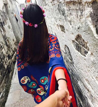 女士文藝民族風棉麻披肩百搭長款