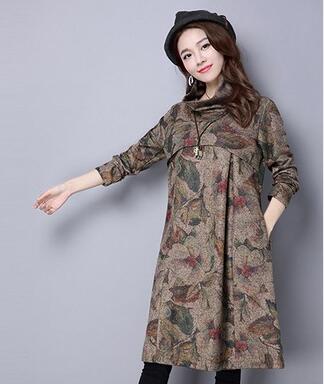 韓版棉麻連衣裙大碼中長款