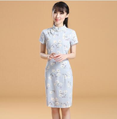 少女改良復(fù)古顯瘦亞麻旗袍連衣裙 少女改良復(fù)古顯瘦亞麻旗袍連衣裙