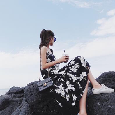 韓版碎花棉麻印花吊帶連衣裙 韓版碎花棉麻印花吊帶連衣裙